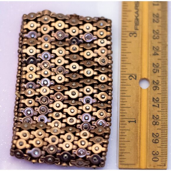 7 inch, Vintage Intricate Pattern Bronze Tone Bracelet - J32 - Picture 3 of 3